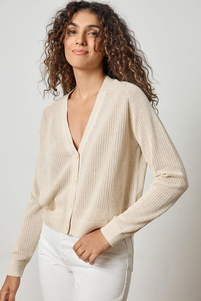 Lilla P Saddle Slv V Neck Cardigan