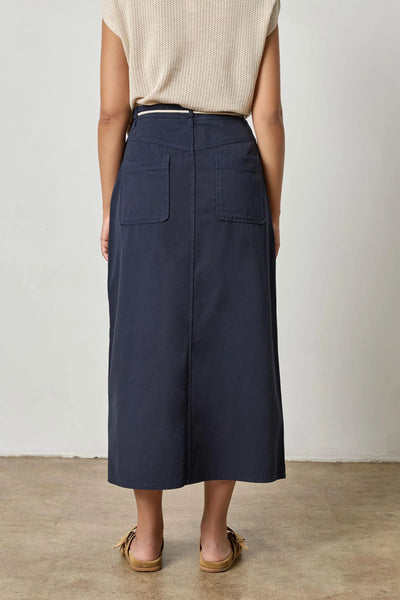 Lilla P Yoke Waist Maxi Skirt- Navy