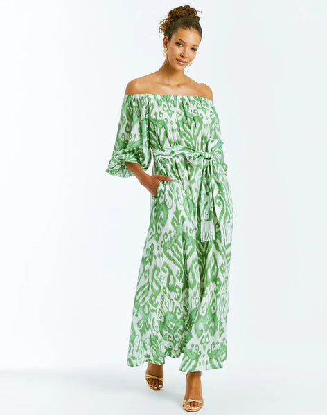 Mestiza Rafaella Off Shoulder Dress- Green