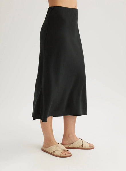 Bella Dahl Bias Midi Skirt- Vint Black