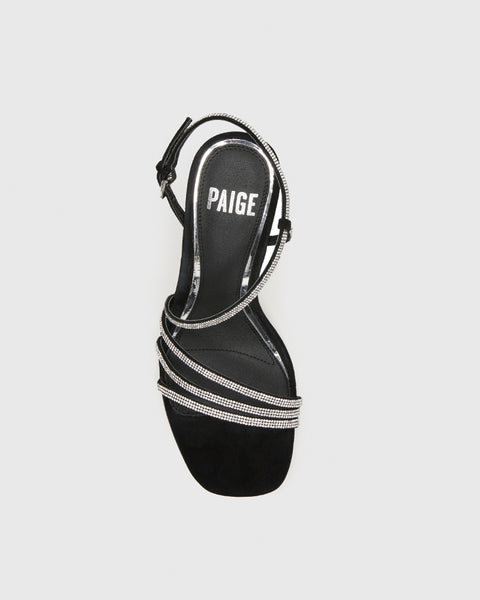 Paige Savannah Sandal- Black/Rhinestones