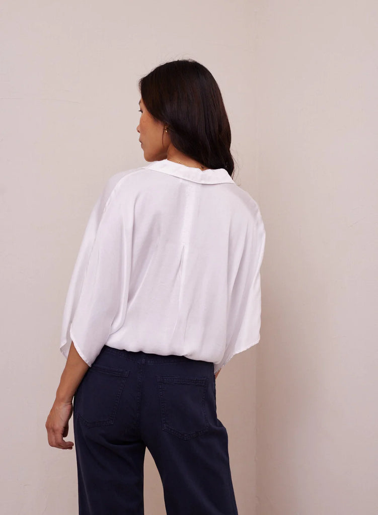 Bella Dahl Flowy Tie Waist Shirt White