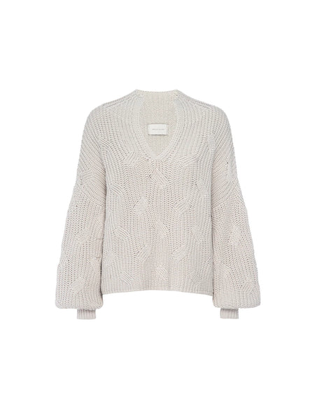 Brochu Walker Grayson Cable Sweater- Silver Grey