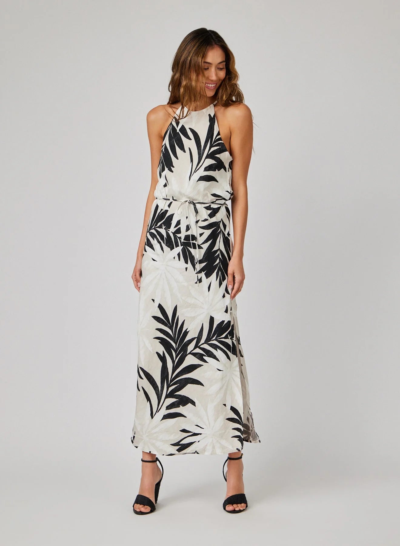 Bella Dahl Maxi Halter Dress- Maui Palm Print