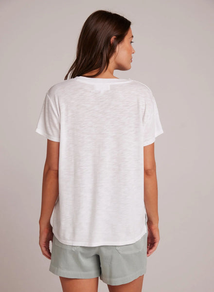 Bella Dahl Side Slit V Neck Tee- White