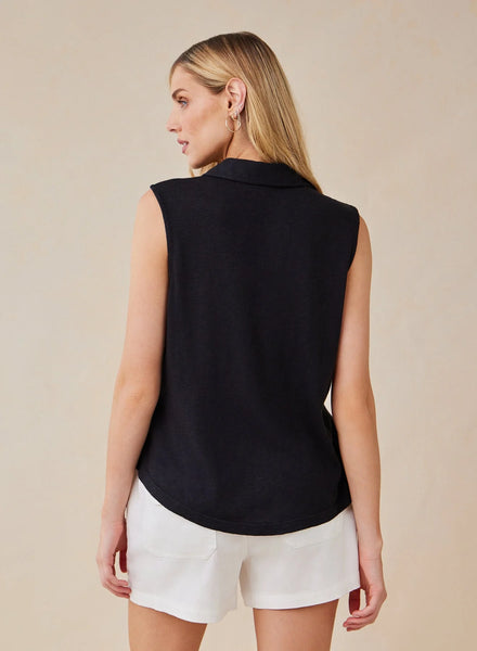 Bella Dahl Sleeveless Button Front Top- Black