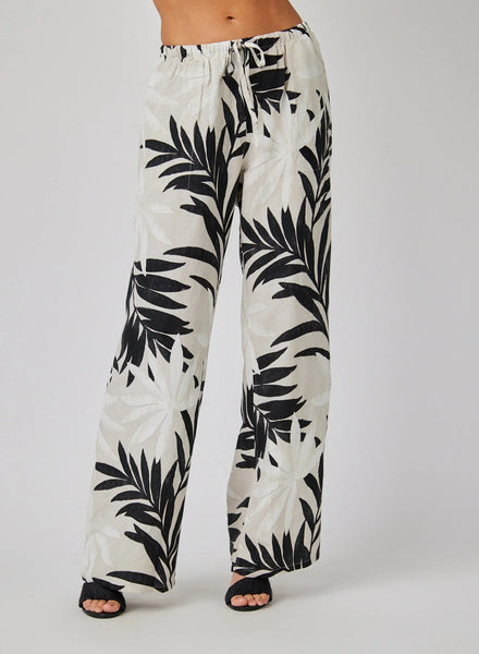 Bella Dahl Wide Leg Drawstring Pant- Maui Palm Print