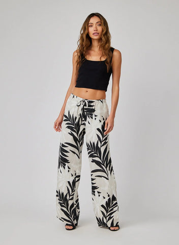 Bella Dahl Wide Leg Drawstring Pant- Maui Palm Print